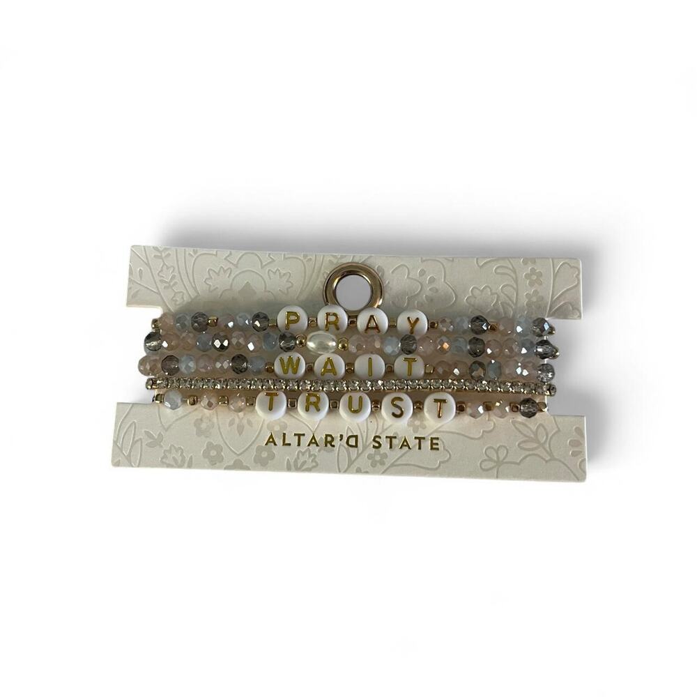 Altar’d State Beaded Bracelet Set PRAY WAIT TRUST Letter Beads Colorful